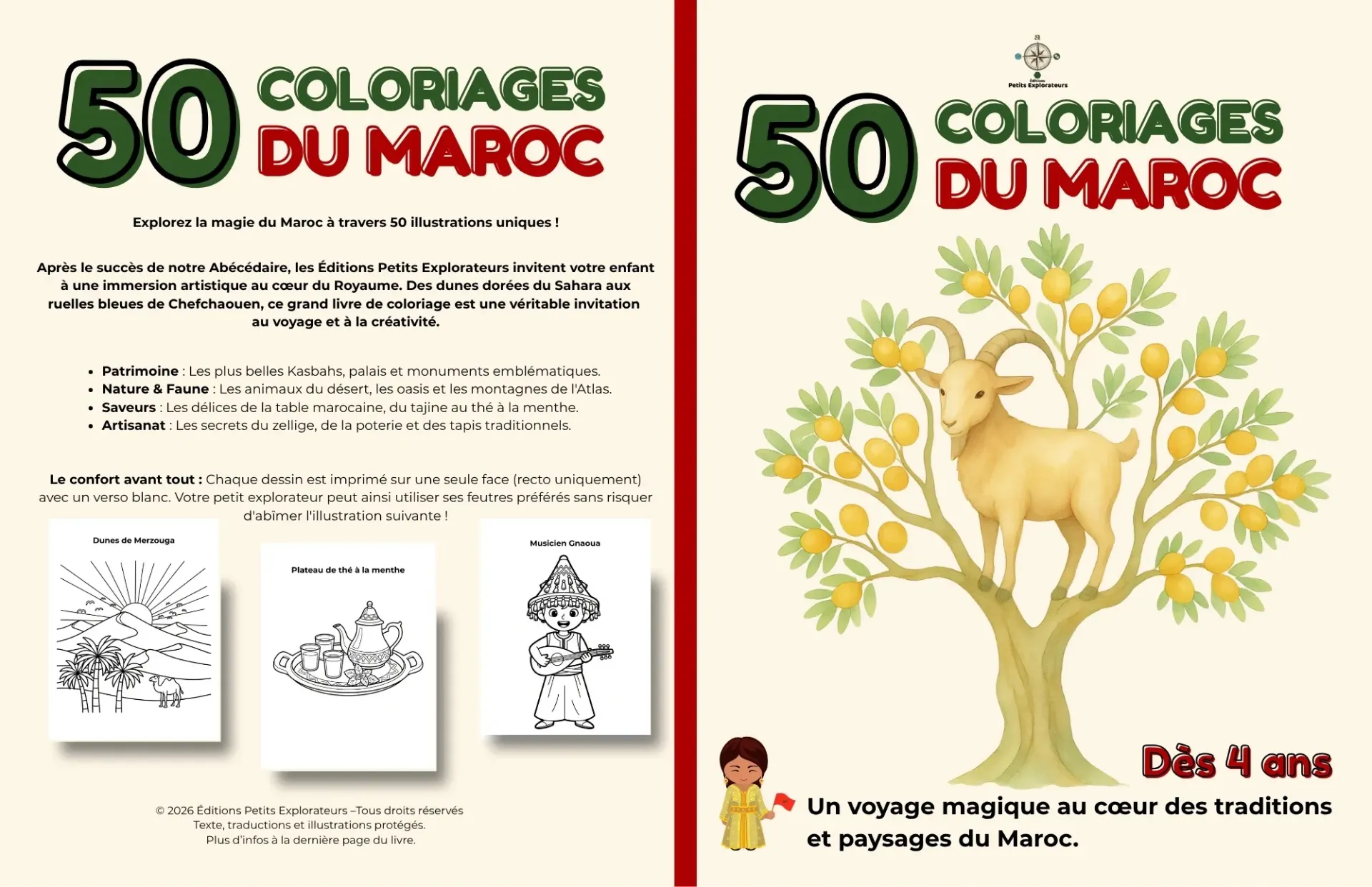 50 COLORIAGES DU MAROC : Un voyage magique au cœur des traditions et paysages du Maroc : 50 illustrations uniques pour enfants dès 5 ans